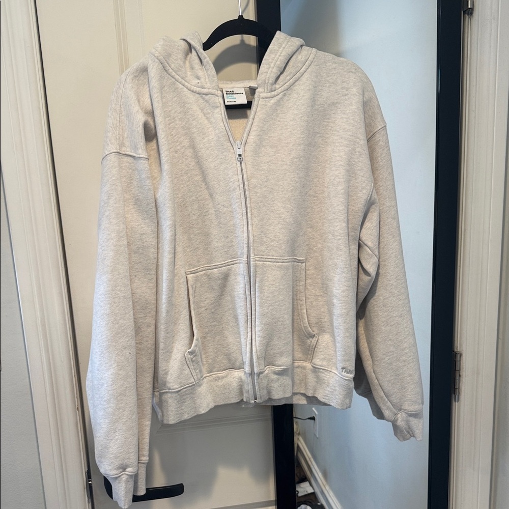 Aritzia Light Gray Zip-Up Hoodie